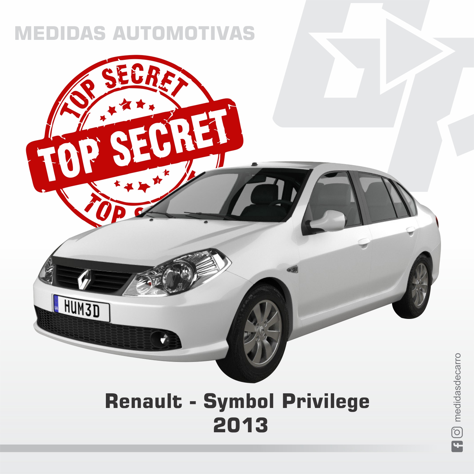Top Secret Medidas de Carro Renault Symbol Privilege 2013 Gerson Ribeiro dos Santos Hotmart