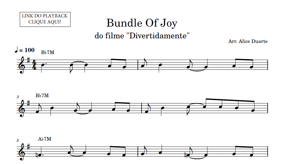 Bundle Of Joy (Divertidamente) - Partitura para Sax Alto com Playba...
