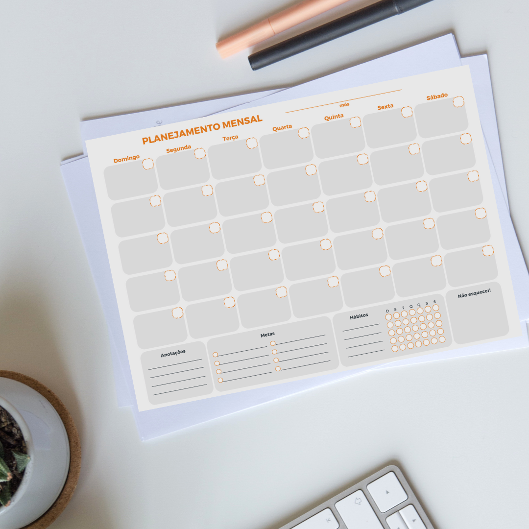 Planner mensal sem data - Francielly | Hotmart