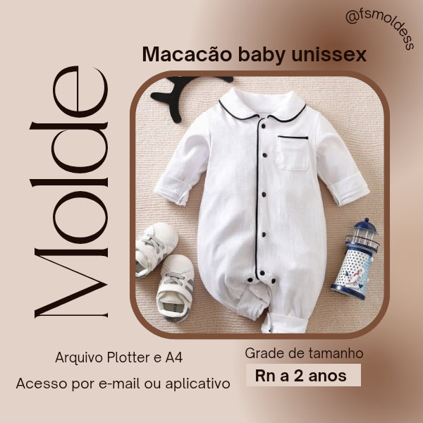 Imagem de capa para o Ebook Molde macacão baby unissex 