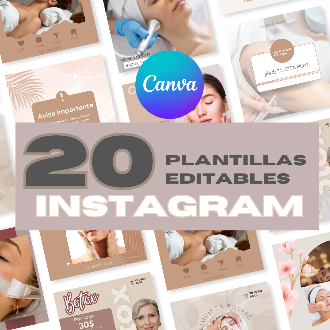 Pack de 20 Plantillas Editables en Canva para Spa - Jose Renee Mac...