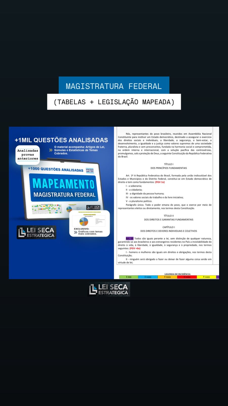 Imagem de capa para o Curso online MAGISTRATURA FEDERAL 2025 (TABELAS + LEGISLAÇÃO MAPEADA)