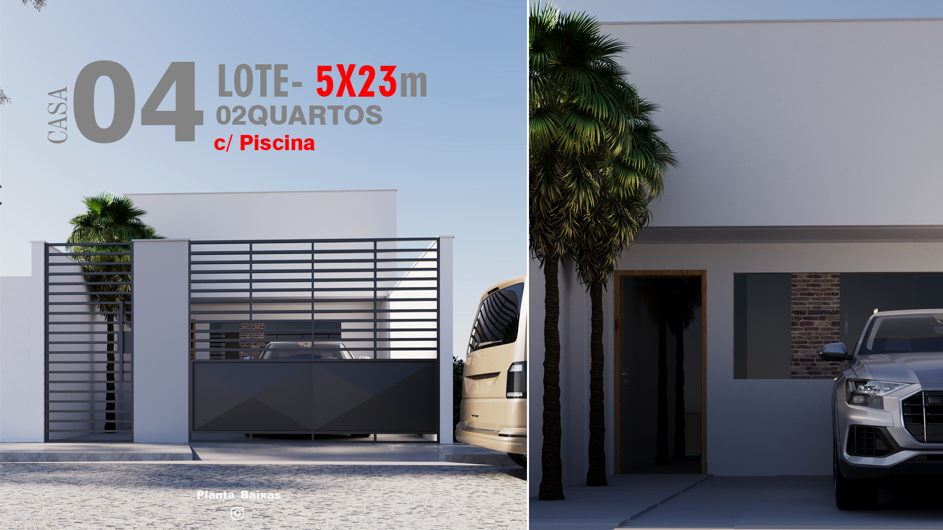 Casa n. 04 - Lote 5x23 Metros - 02 Quartos - Area de Churrasco com Piscina