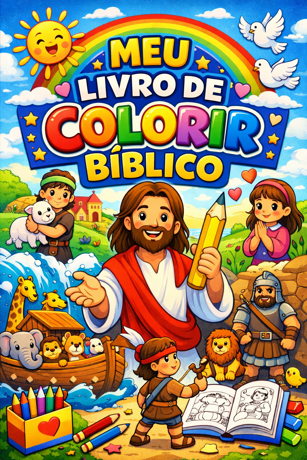 Explorando o Mundo Bíblico: Um Livro de Colorir para Pequenos Artis...