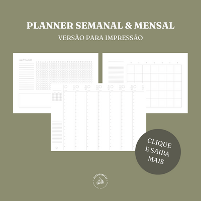 Planer Semanal e Mensal para Impressão - Just Habit It | Hotmart