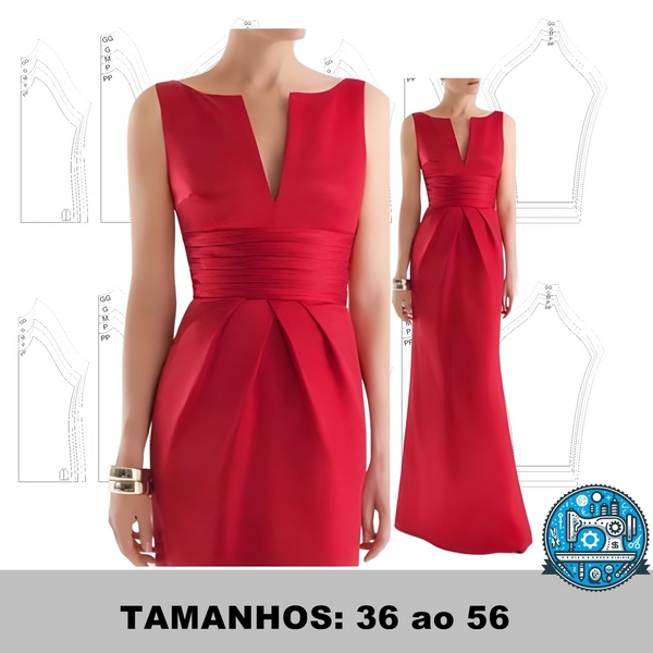 Molde Digital de Vestido de Festa (36 ao 56) - RGB hotmart | Hotmart