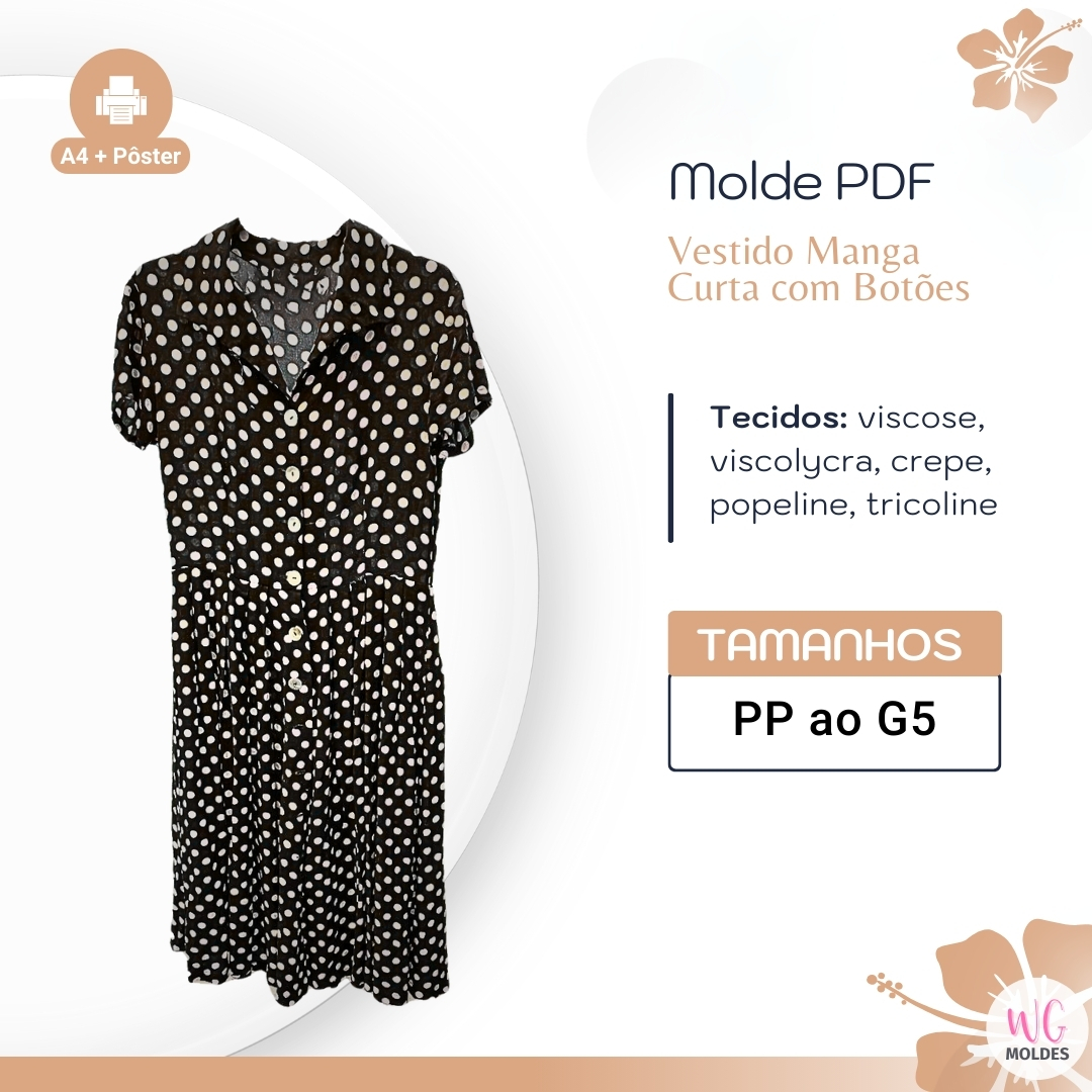 MOLDE VESTIDO MANGA CURTA COM BOTÕES