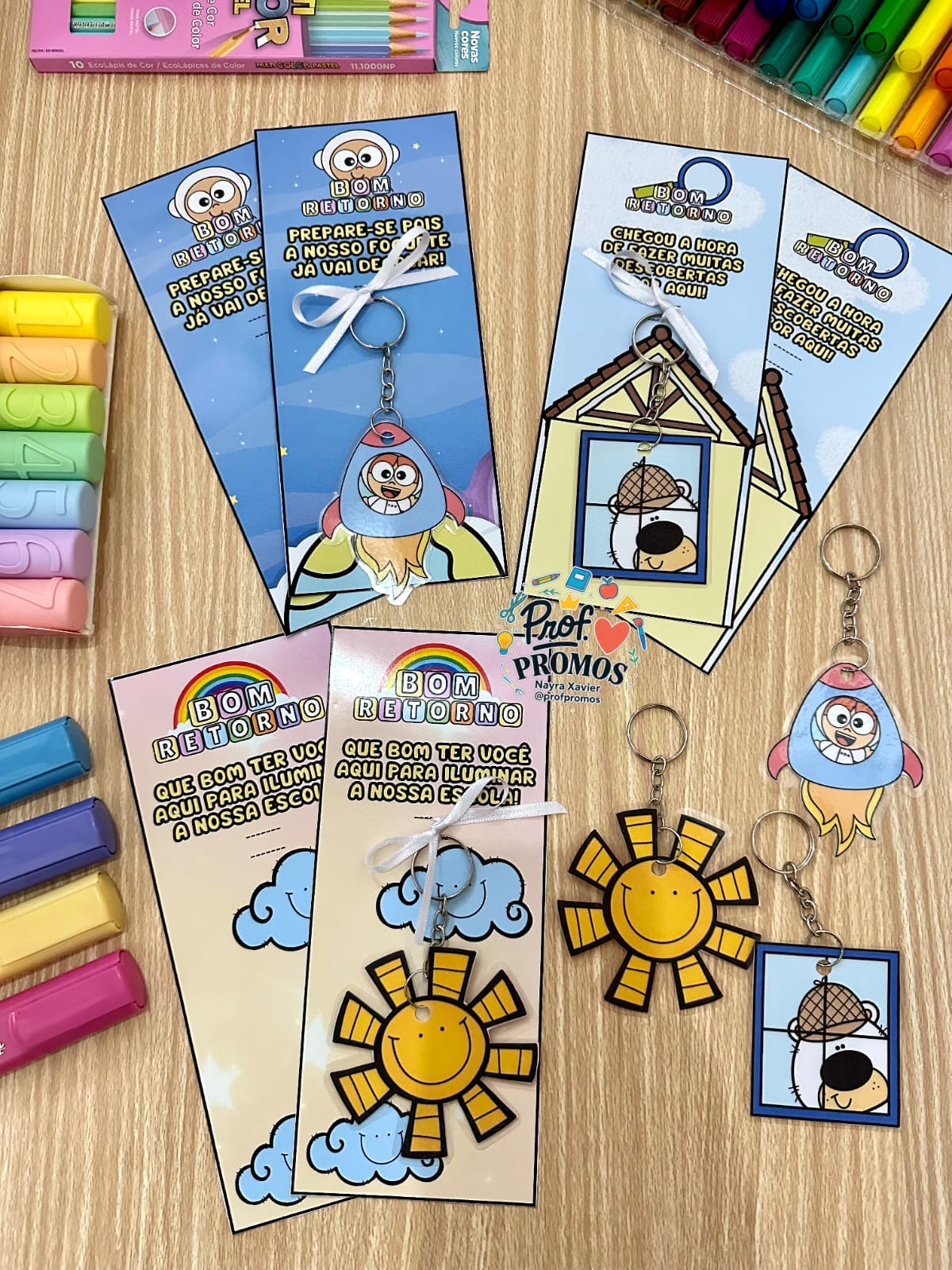 Kit Chaveiros + Cartões – Volta às Aulas ✨🎒