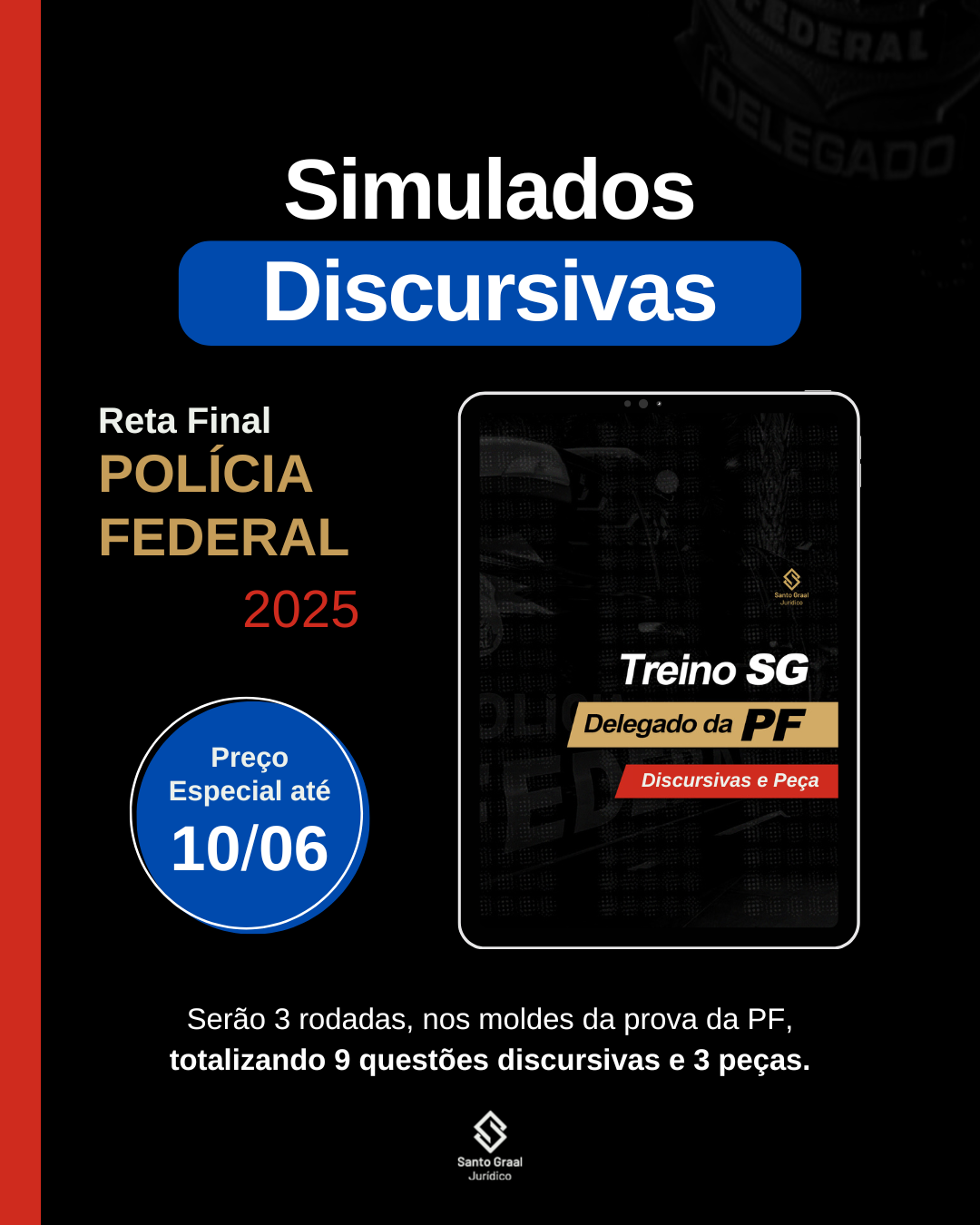 Imagem de capa para o Ebook Delegado Polícia Federal 2025 | Simulados - Discursivas