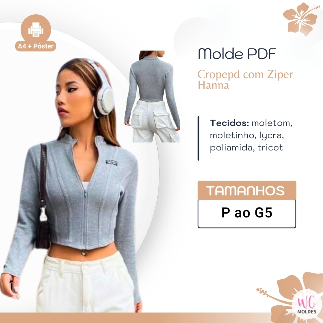 MOLDE CROPPED COM ZIPER HANNA