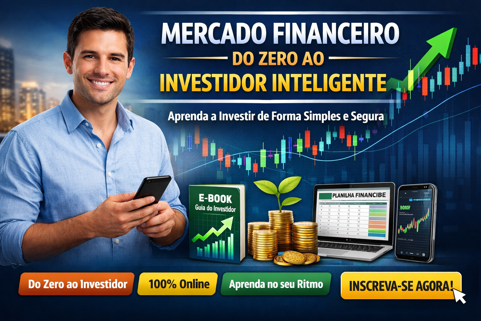 Mercado financeiro do zero ao investidor inteligente | Hotmart