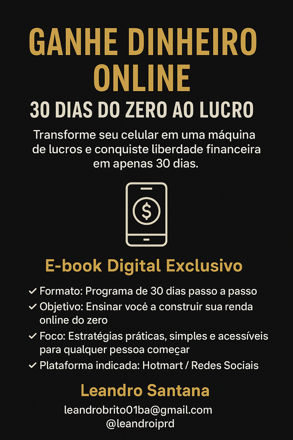 📘 E-book: Ganhe Dinheiro Online: 30 Dias do Zero ao Lucro | Hotmart