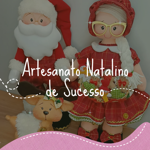 Imagem de capa para o Curso online Artesanato Natalino de Sucesso: Bonecas de Pano para o Natal