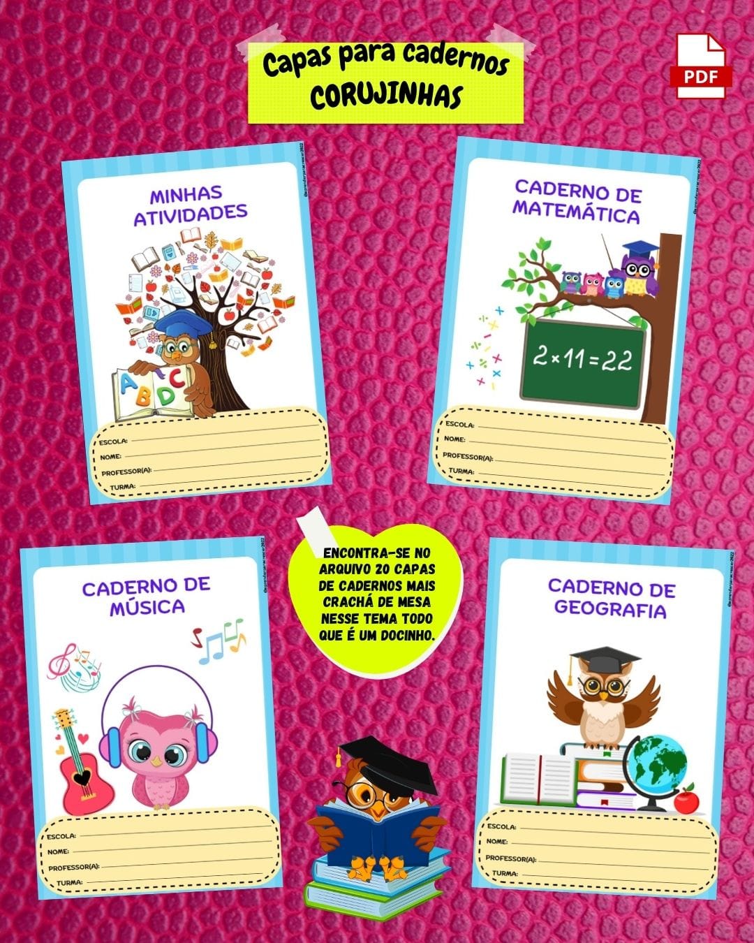 Imagem de capa para o Ebook Capas de Caderno Corujinha