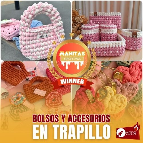 BOLSOS Y ACCESORIOS DE TRAPILLO EN CROCHET OFERTA 2X1