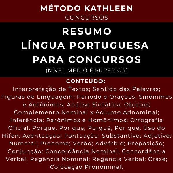RESUMO Língua Portuguesa para Concursos – (Nível Médio e Superior) | Método Kathleen