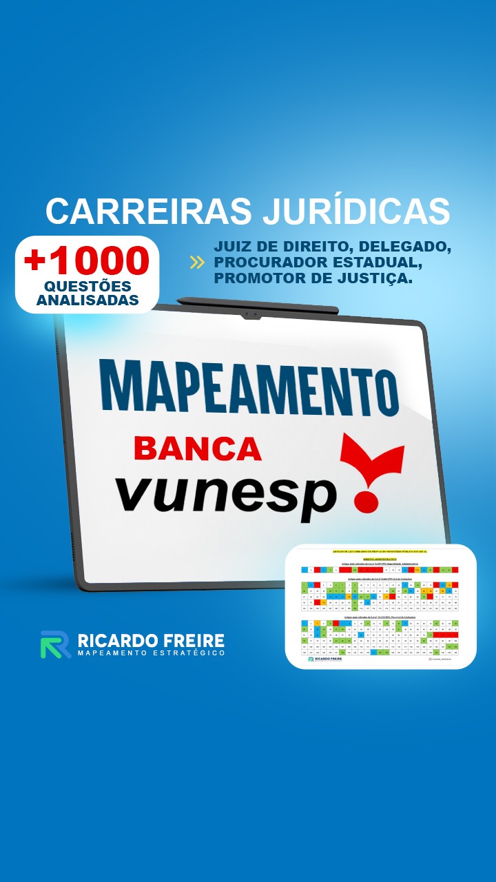 Imagem de capa para o Curso online MAPEAMENTO BANCA VUNESP - CARREIRAS JURÍDICAS