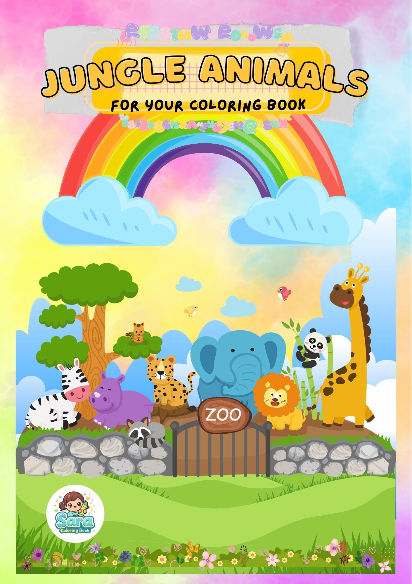 Libro para Colorear Animales de la Jungla en ingles (Fácil y Divert...