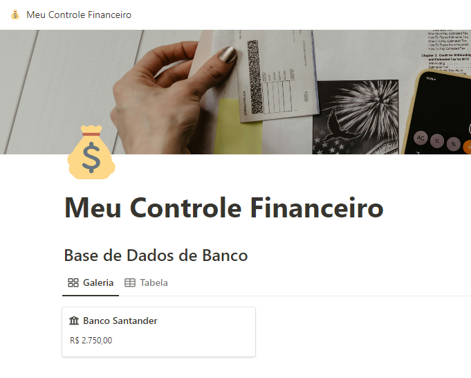 Meu Controle Financeiro - Notion