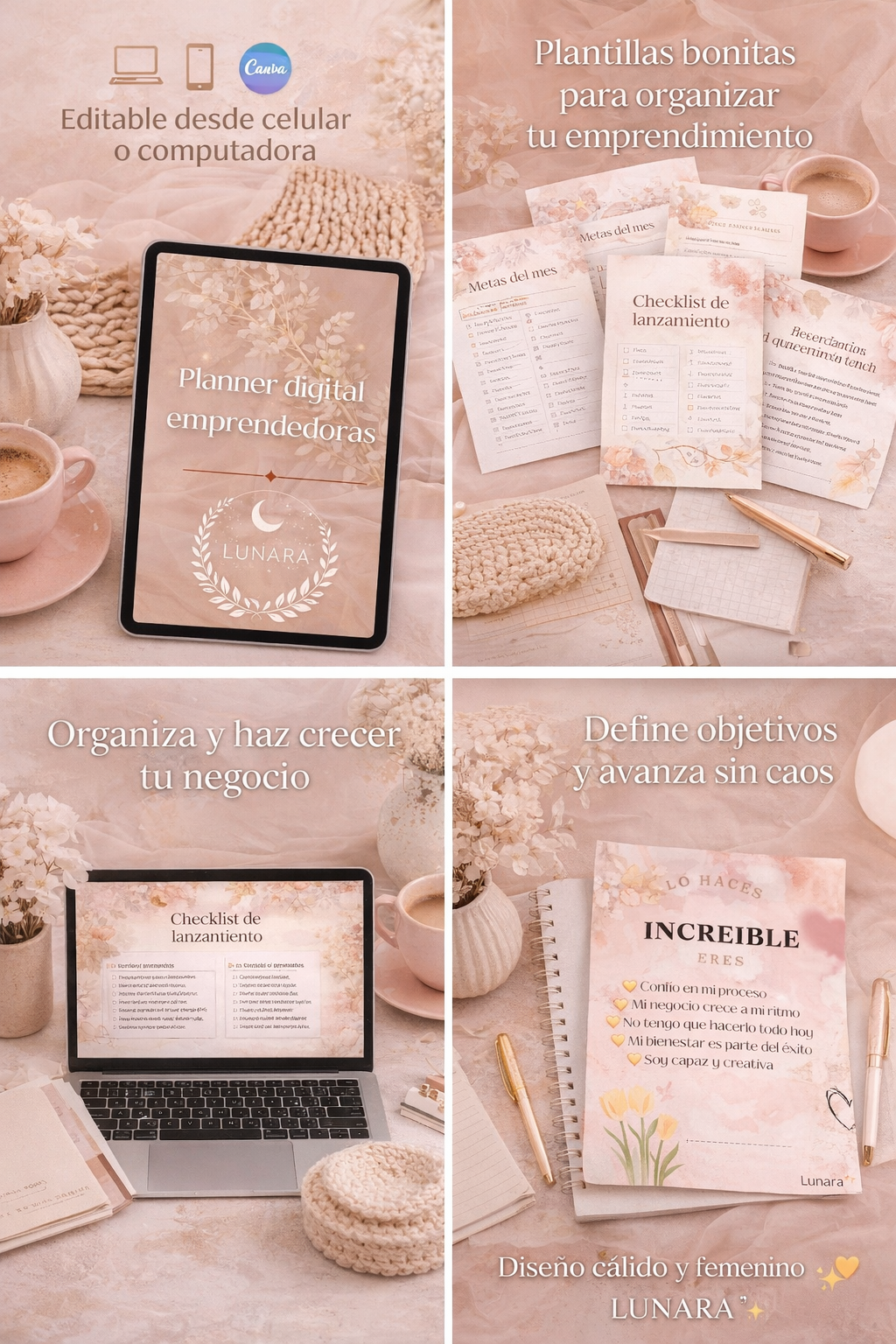 Planner Digital para Emprendedoras – Plantillas de organización, en...