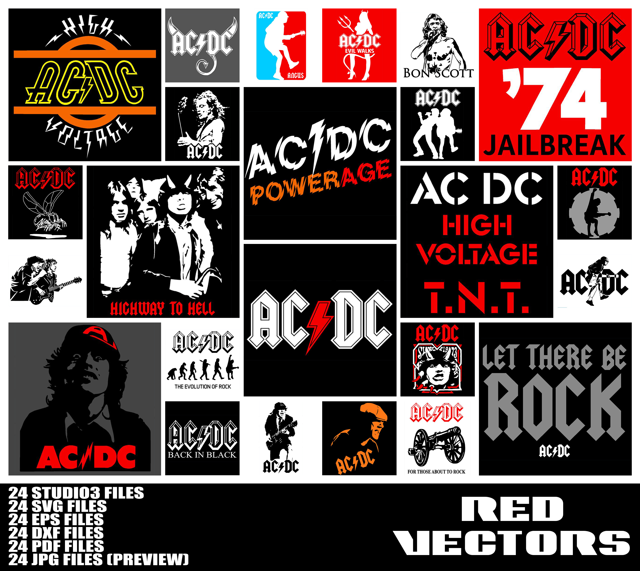 ACDC 24 Vector Pack SVG EPS DXF PDF STUDIO3