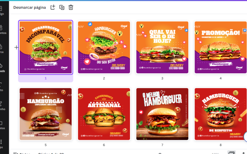 PACK ARTES CANVA HAMBURGUERIA 2