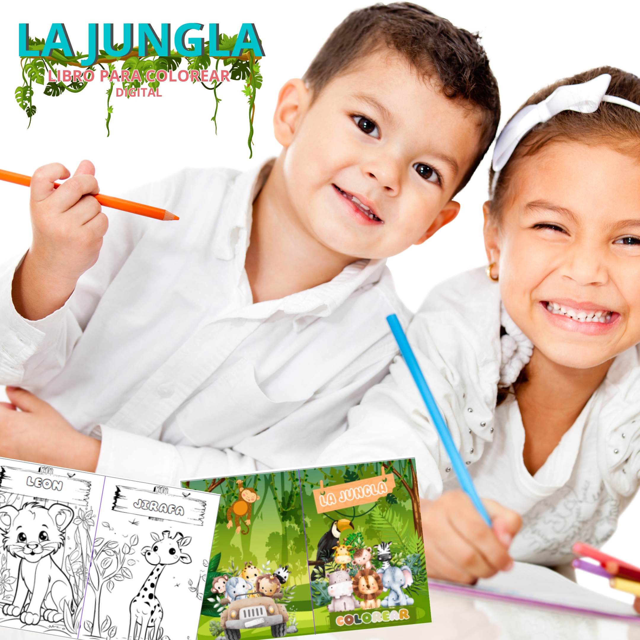 Libro para colorear - animales de la jungla - D&S Digital | Hot...