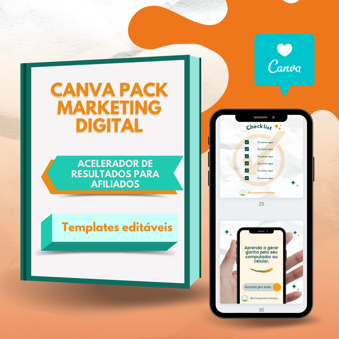Imagem de capa para o Ebook CANVA PACK  MARKETING DIGITAL