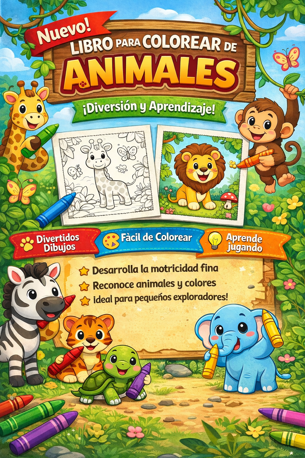 LIBRO DE ANIMALES PARA COLOREAR PARA NIÑOS - Frank Giovanni Vargas ...