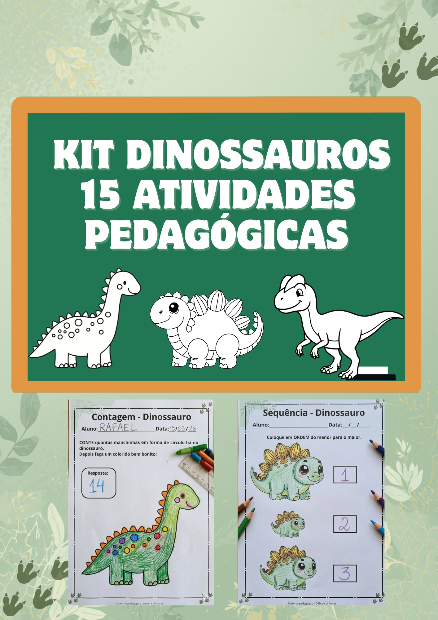 Kit Dinossauros – 15 Atividades Pedagógicas para educação infantil ...