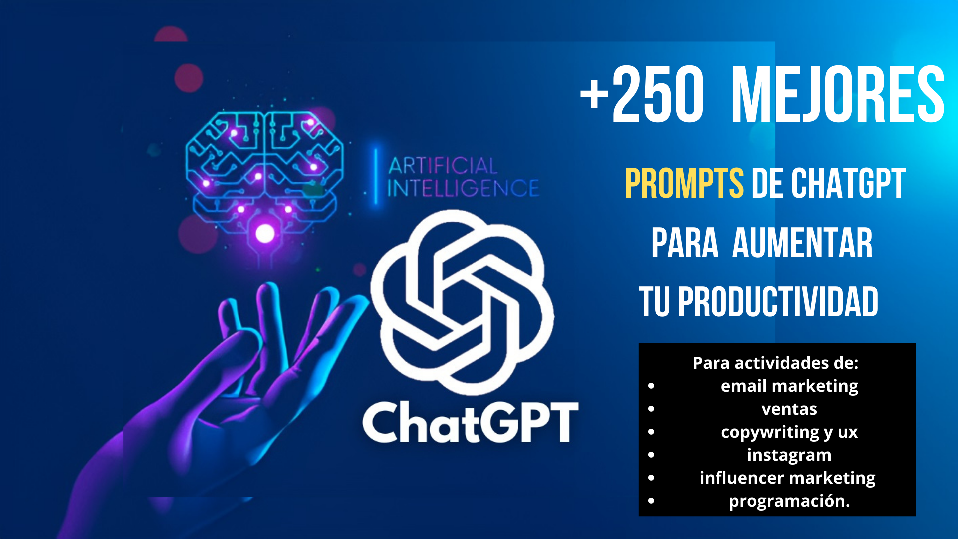 Imagen de portada para Ebook Los mejores prompts de ChatGPT para aumentar tu productividad 