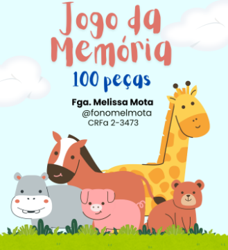 Jogo da memória: animais (100 peças) - Fono Melissa Mota | Hotmart