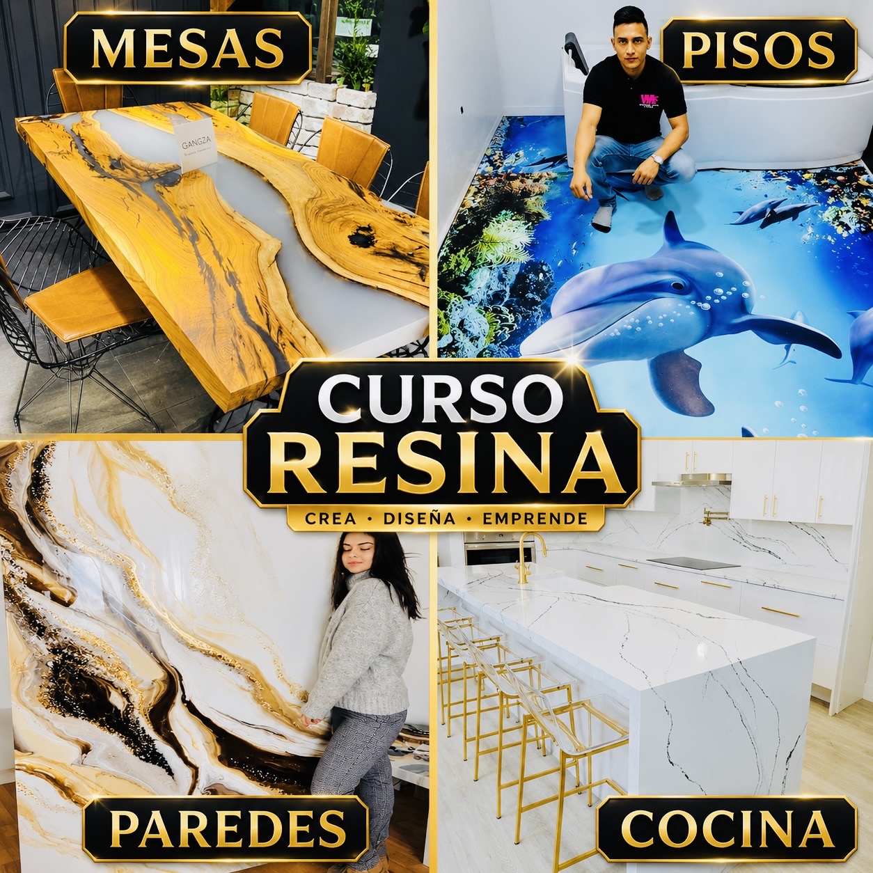 📚Paquete del Curso Resina Epoxica Para Pisos, Mesas, Cocinas y Paredes✅