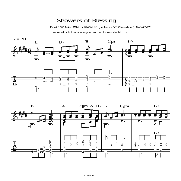 Shower of Blessing Music sheet and Tab for Acoustic Guitar