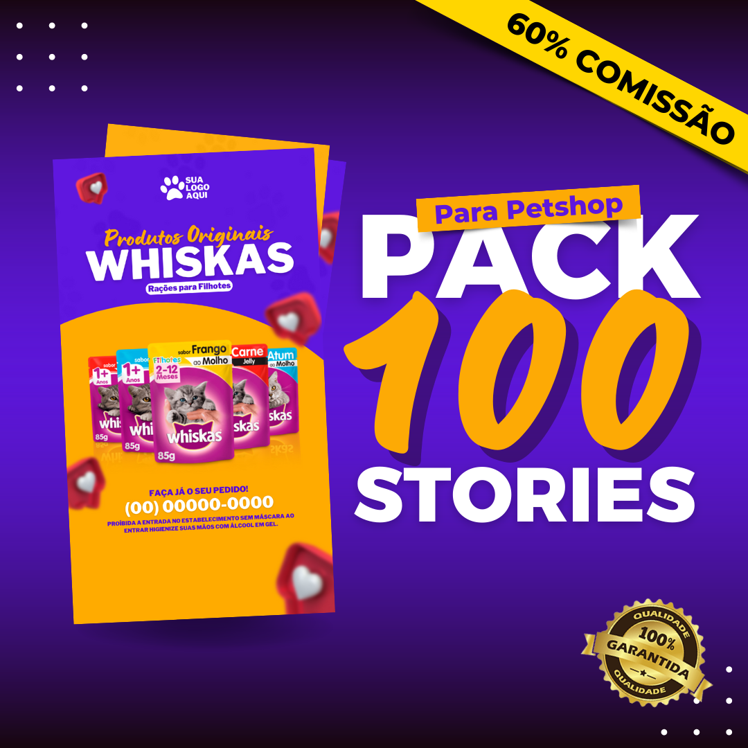 Imagem de capa para o Curso online Pacote +100 Artes Stories para Petshop - Canva Pack