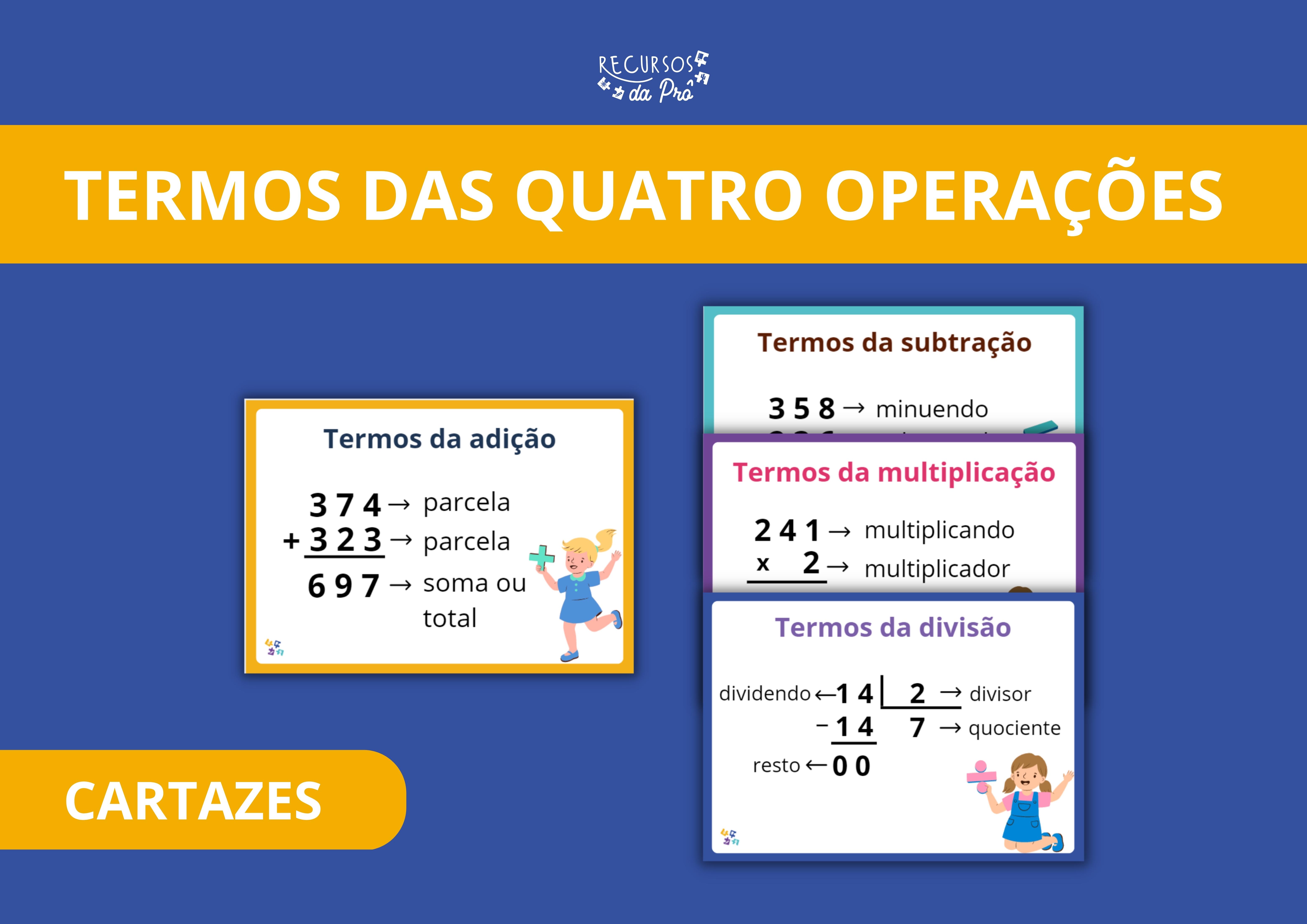 Termos das quatro operações - cartazes - Recursos da Prô | Hotmart