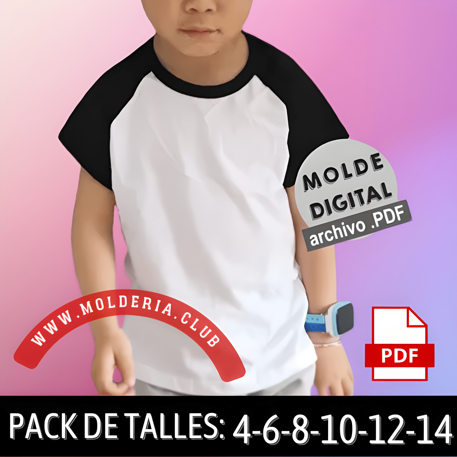 Patrón de Costura de Remera Manga Ranglán de Niño