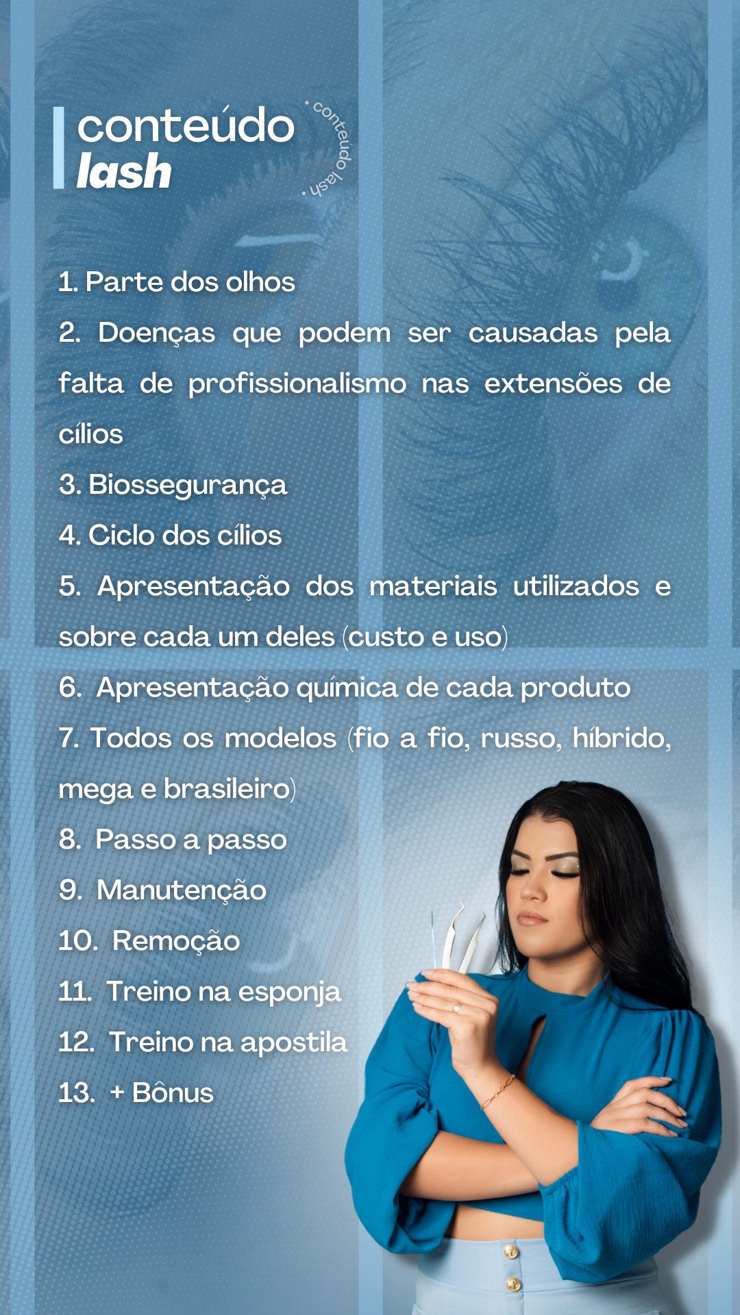 CURSO DE EXTENSÃO DE CÍLIOS PARA INICIANTES 5 EM 1- BabyBlue