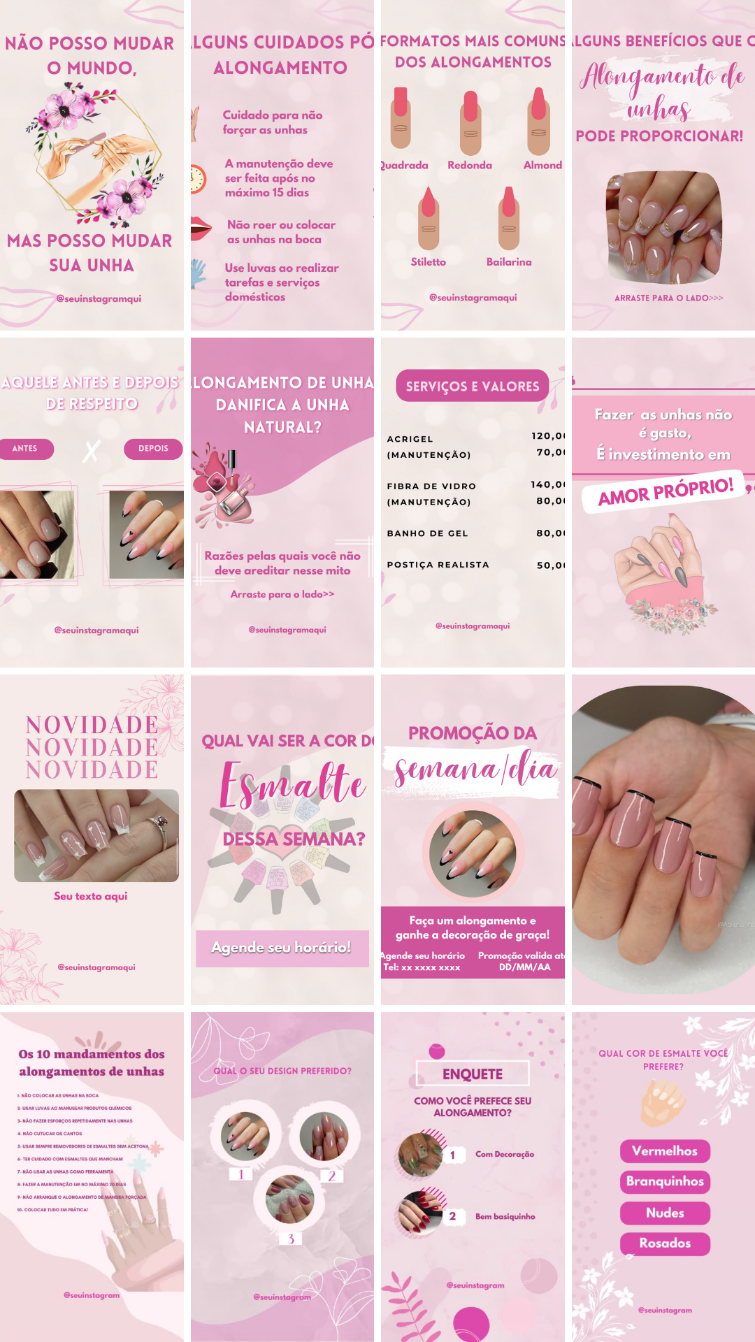 28 PACKS DE NAIL DESIGNER PARA FEED + 4 BONUS - Estéfani Designer