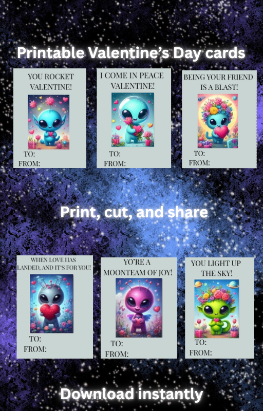 👽 Aliens Valentine’s Cards – Printable Set | Hotmart