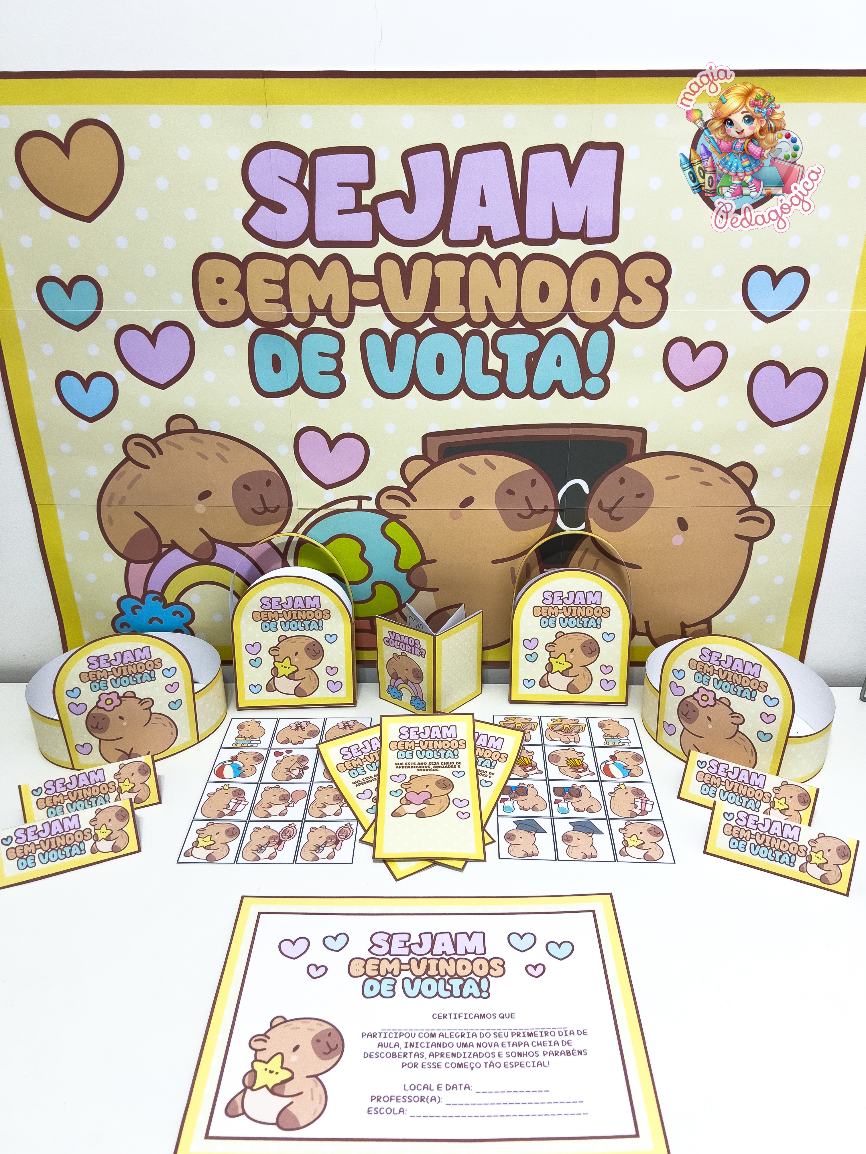 🐹🎒 Kit Volta às Aulas – Capivara Fofa - MAGIA PEDAGÓGICA
