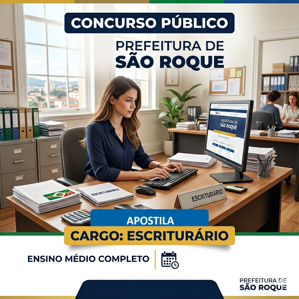 APOSTILA ESCRITURÁRIO - CONCURSO PÚBLICO PREFEITURA DE SÃO ROQUE