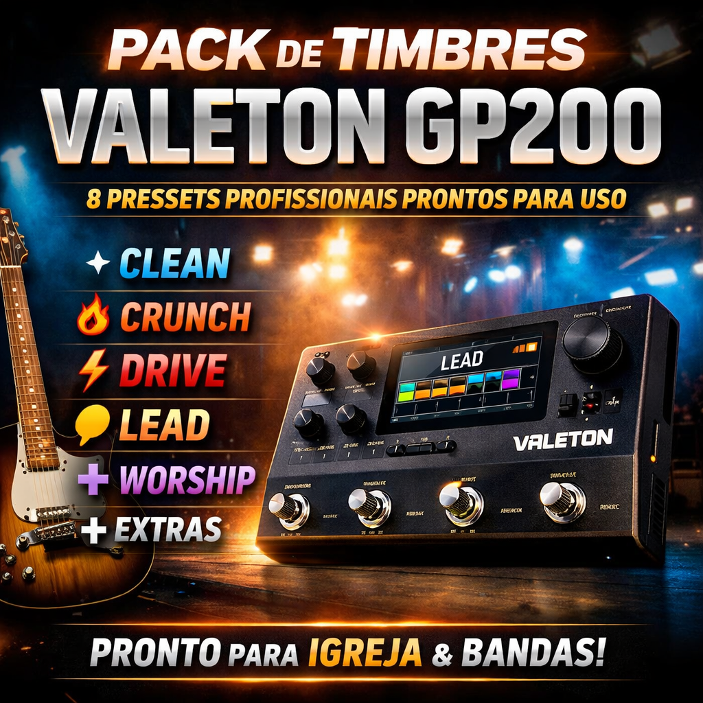 Pacote de Timbres Valeton GP200 – Presets Profissionais para Igreja...