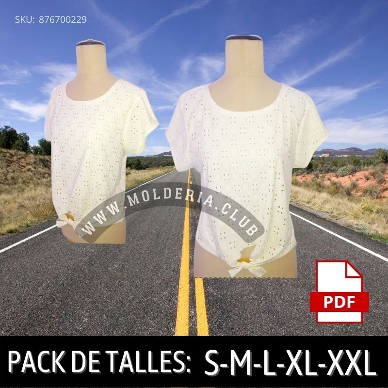 Patrón de Costura de Blusa con Nudo de Mujer