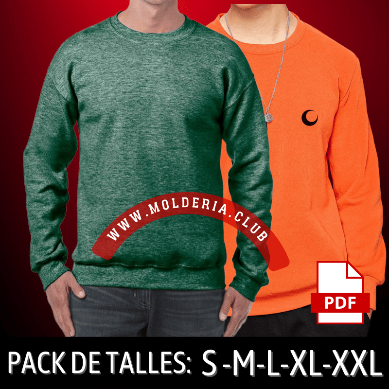 Patrón de Costura de Buzo Básico de Hombre - Molde Profesional de Hoodie Cuello Redondo