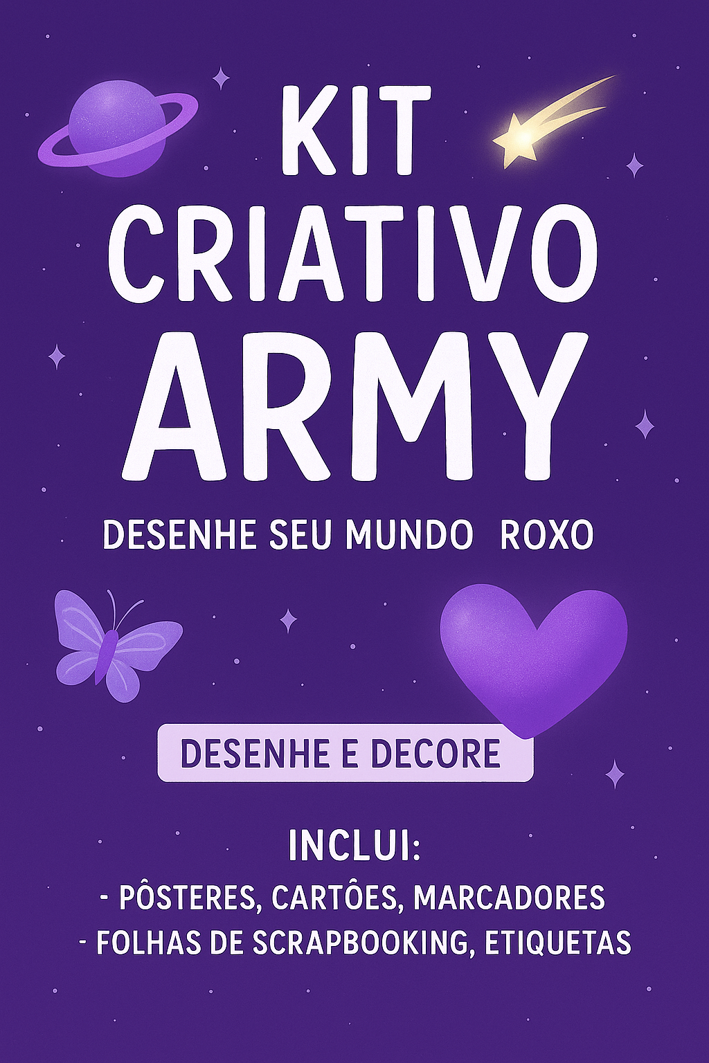 MEGA PACK ARMY - KIT CRIATIVO calendários do seu retorno📖 Diário ARMY Interativo + 💜 Templates para imprimir/colorir + ⏳ Linha do Tempo BTS ✨ Atividades de crescimento pessoal + 🖼️ Pôsters digitais + 🎤 Desenhe seu show dos sonhos + ✨ Stickers virtuais