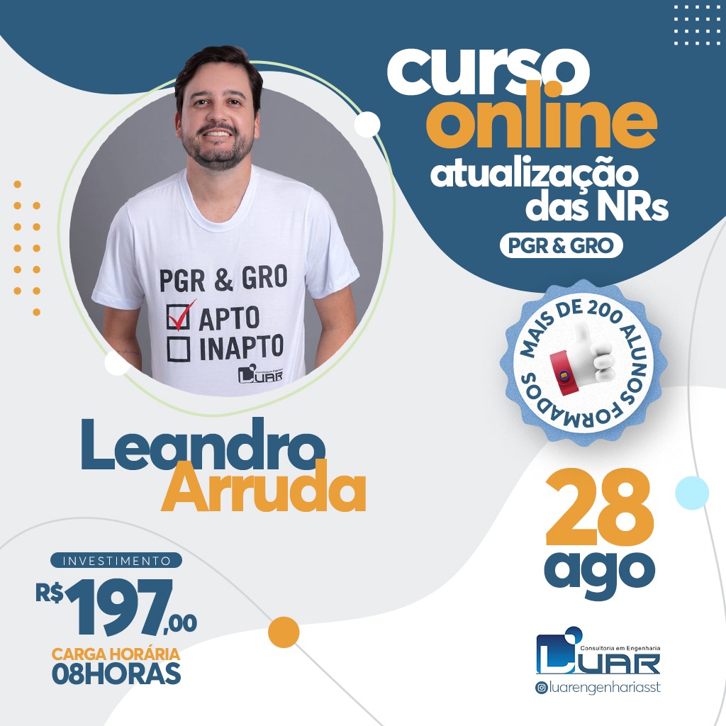Imagem de capa para o Evento online Curso de Atualização de PGR e GRO