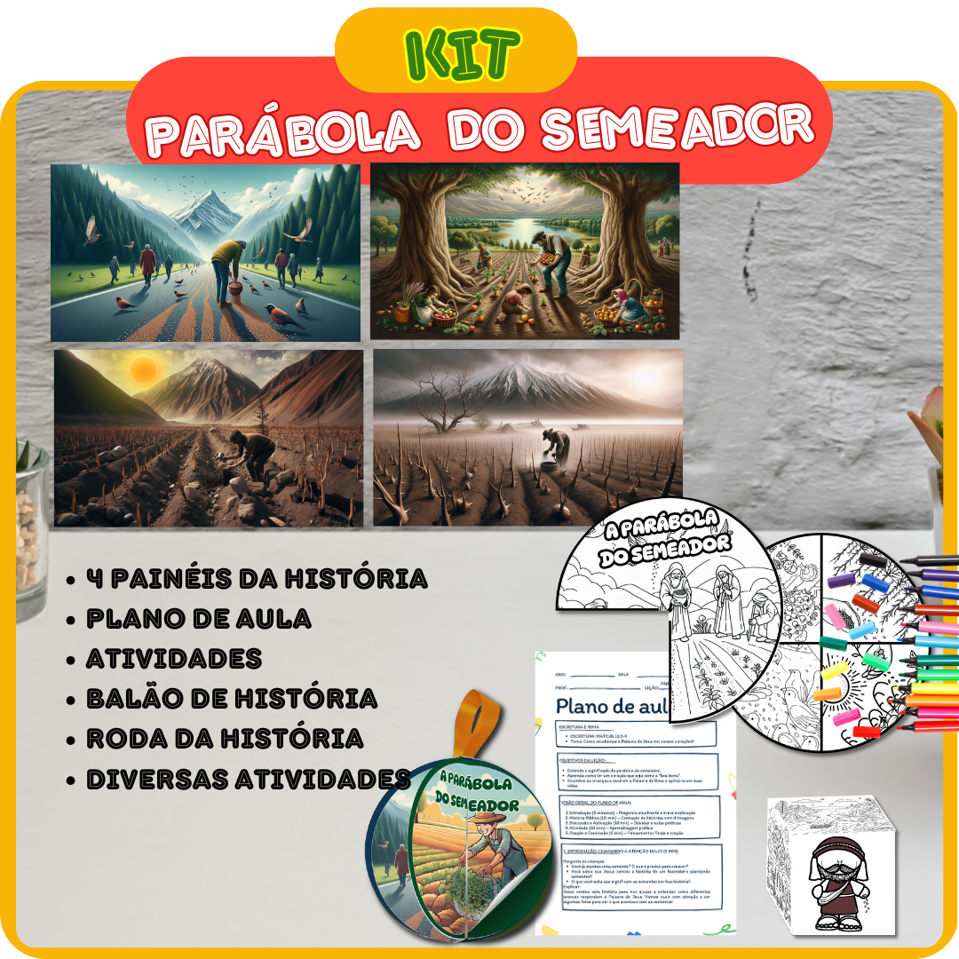 Kit A Parábola do Semeador – Histórias da Bíblia para Crianças