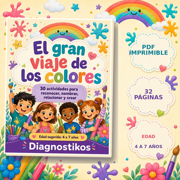 Portada de 'El Gran Viaje de los Colores' de Diagnóstikos, cuaderno educativo digital para niños
