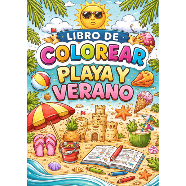 🏖️ Libro para Colorear Infantil: ¡Aventuras de Verano y Playa!